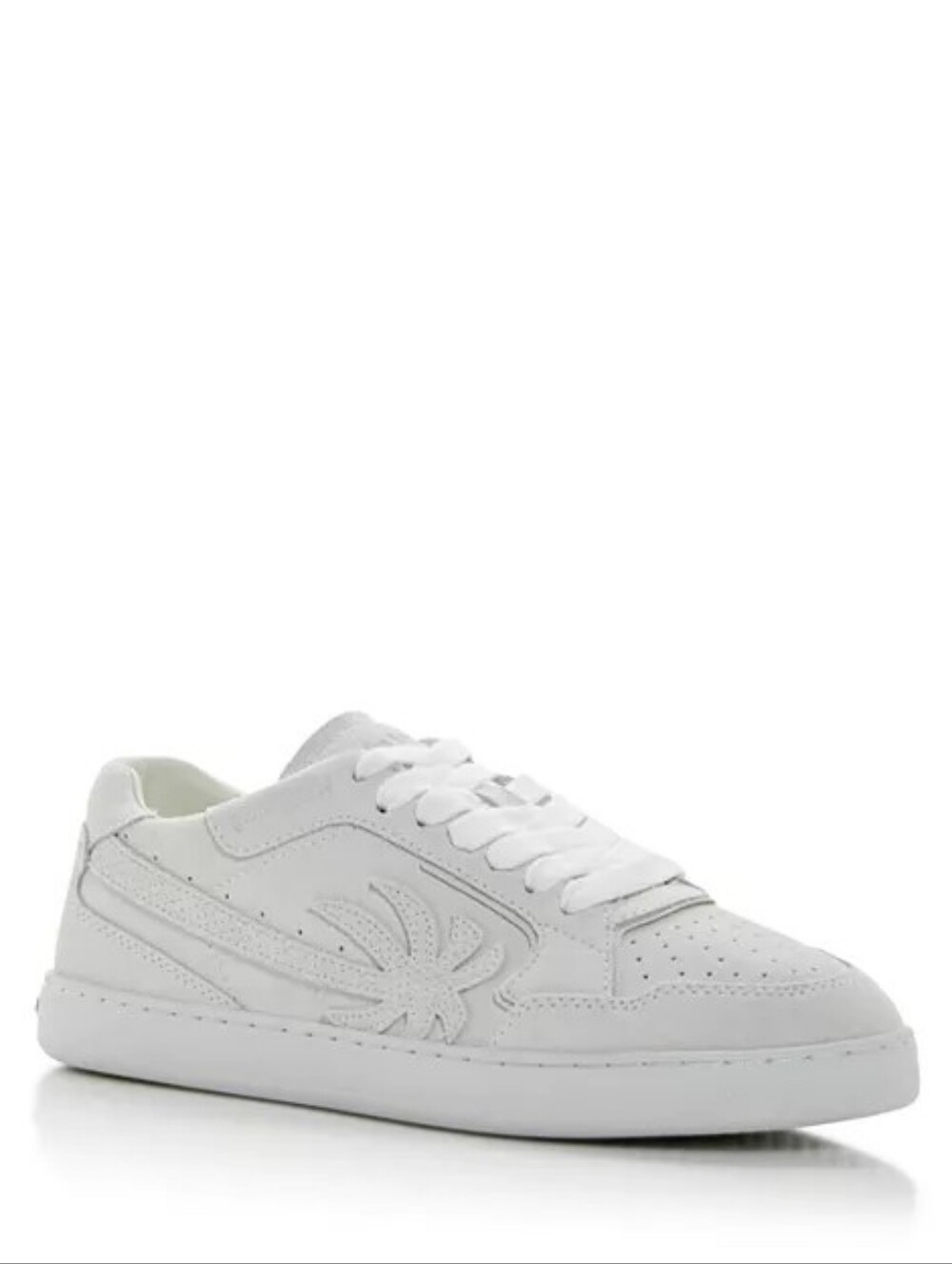 White Leather Sneakers with Palm Tree Overlay